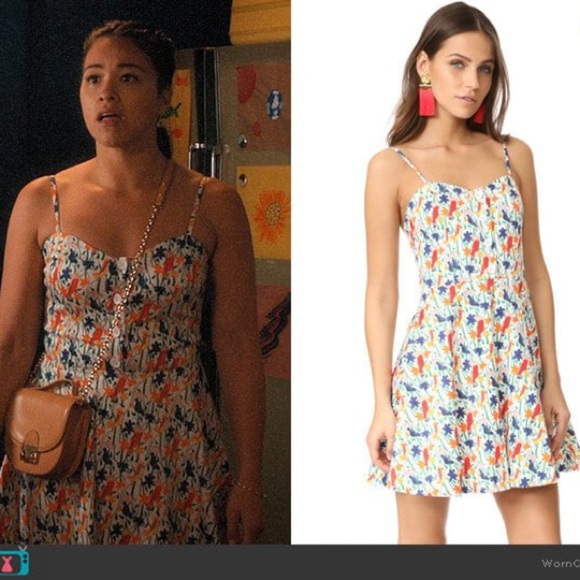 Alice + Olivia Nella Floral Bird Print Midi Sundress Size 0 ASO Jane the Virgin - Picture 2 of 10